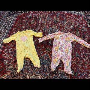 Carter's Yellow and Pink Floral Heart Footies